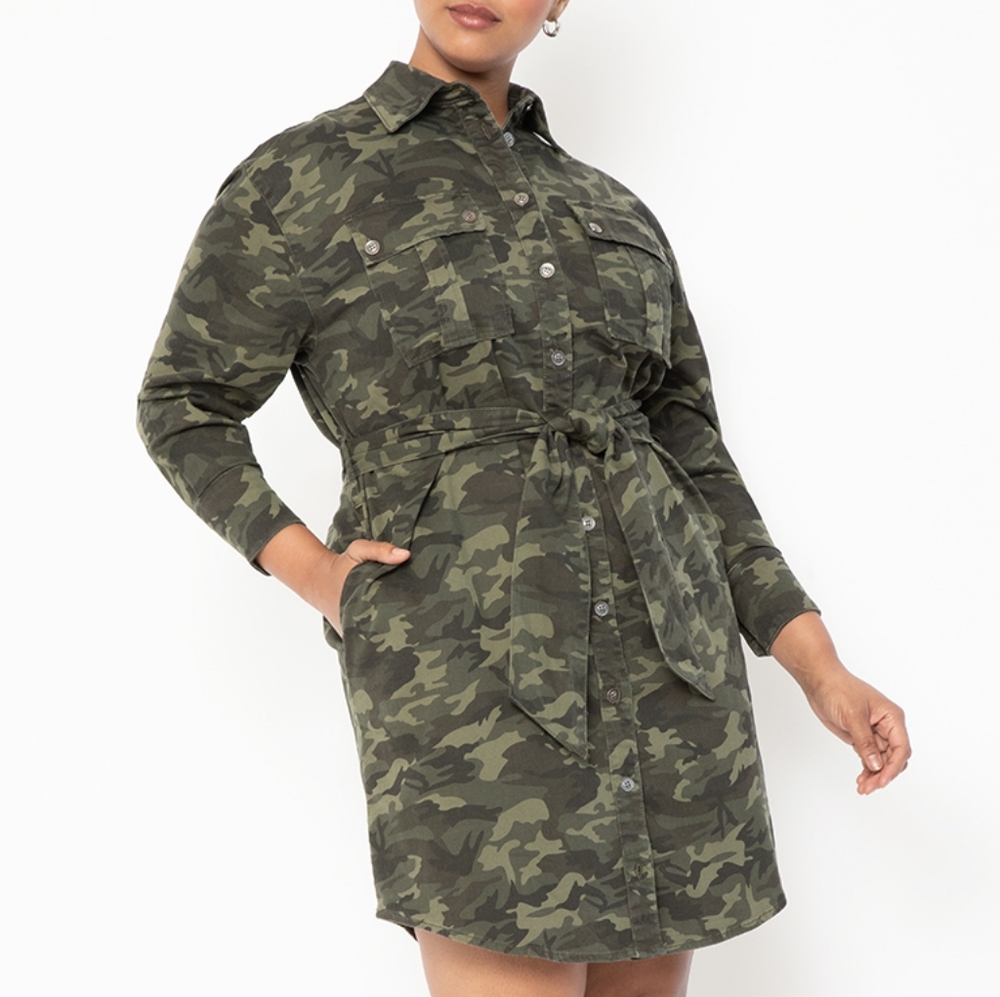 Eloquii Belted Camo Dress